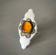 Load image into Gallery viewer, Hand Stamped Sunburst Carnelian Ring