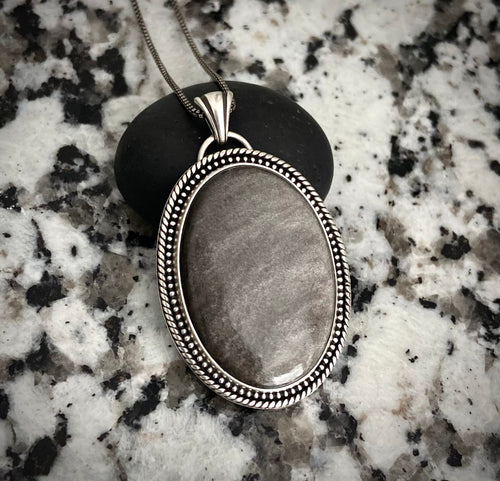 Silver Sheen Obsidian Pendant