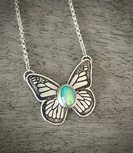 Large Opal Butterfly Necklace