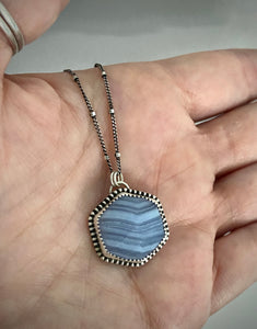 Blue Lace Agate Hex Necklace