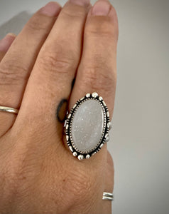 White Druzy Ring