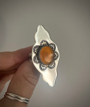 Load image into Gallery viewer, Hand Stamped Sunburst Carnelian Ring