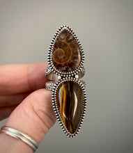 Load image into Gallery viewer, Ammonite &amp; Tiger Eye Ring