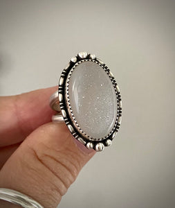 White Druzy Ring