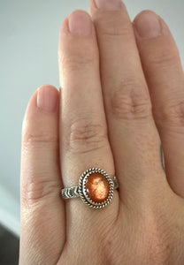 Hand Stamped Sunstone Ring