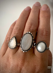 White Moonstone Ring