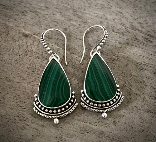 Reserved: Layered Malachite Earrings- Remainder