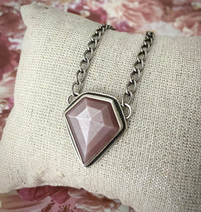 Pink Moonstone Shield Necklace