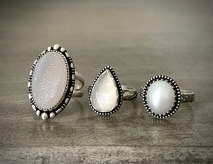 White Druzy Ring