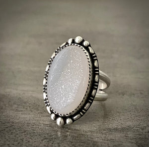 White Druzy Ring