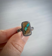 Load image into Gallery viewer, Rectangular Royston Ribbon Stoned &amp; Stamped Ring