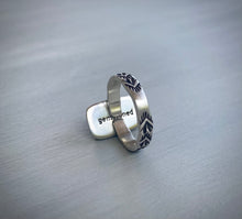 Load image into Gallery viewer, Rectangular Royston Ribbon Stoned &amp; Stamped Ring