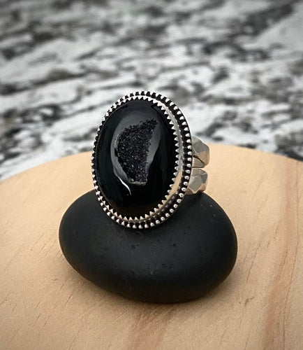 Black Druzy Ring