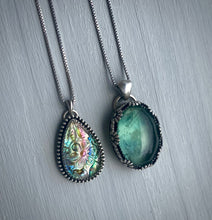 Load image into Gallery viewer, Carved Abalone &amp; Quartz Flower Pendant