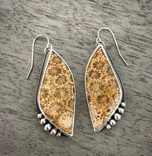Load image into Gallery viewer, Beaded Fossil Coral Earrings