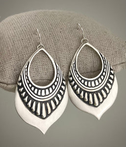 Silver Boho Teardrop Earrings