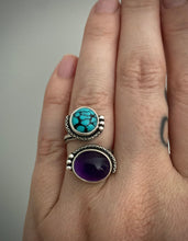 Load image into Gallery viewer, Reserved: Aquamarine Ring, Turquoise &amp; Amethyst Ring, Amethyst Studs