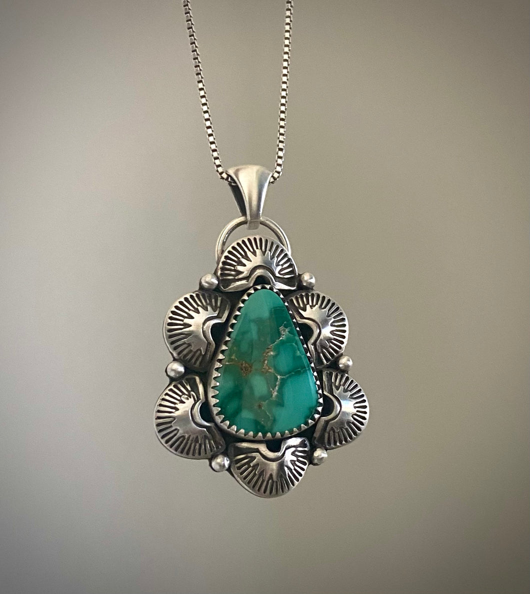 Hand Stamped Emerald Valley Pendant