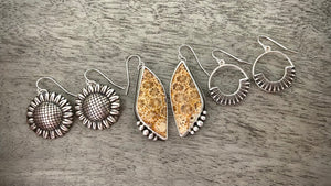 Beaded Fossil Coral Earrings