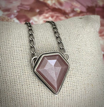 Load image into Gallery viewer, Pink Moonstone Shield Necklace