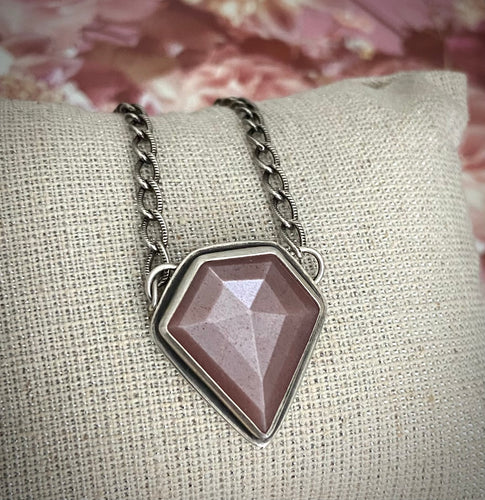 Pink Moonstone Shield Necklace