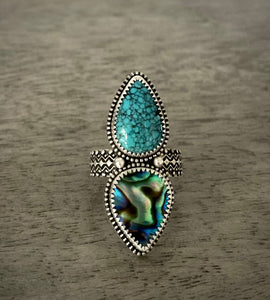 Turquoise & Abalone Ring