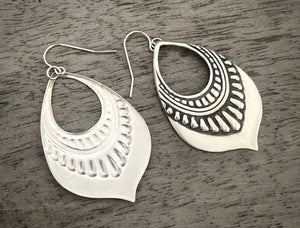 Silver Boho Teardrop Earrings