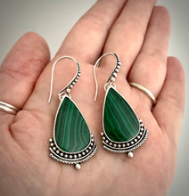 Load image into Gallery viewer, Reserved: Layered Malachite Earrings- Remainder