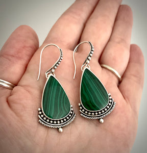 Reserved: Layered Malachite Earrings- Remainder