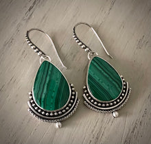 Load image into Gallery viewer, Layered Malachite Earrings