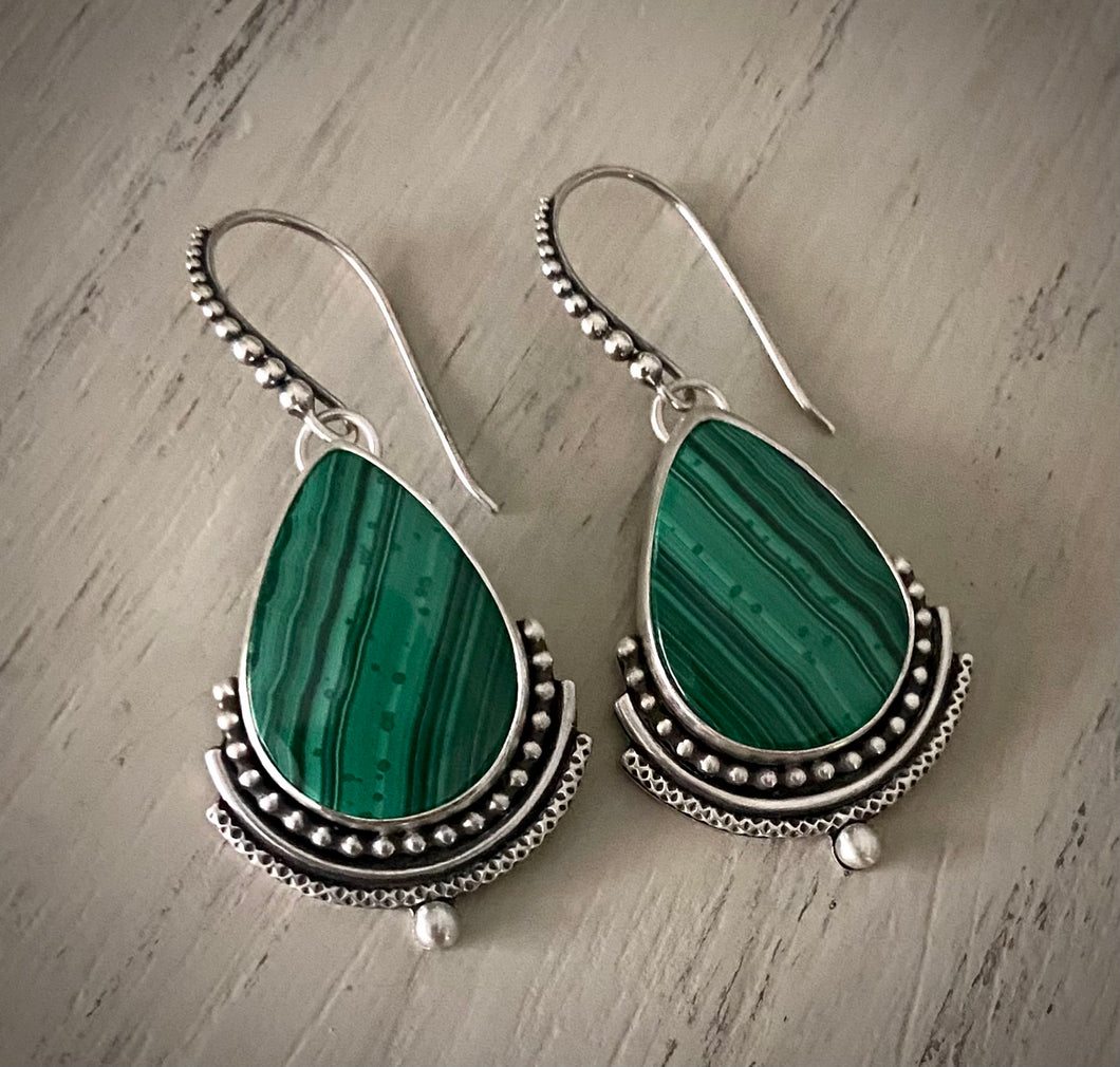 Layered Malachite Earrings