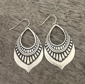 Silver Boho Teardrop Earrings