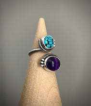 Load image into Gallery viewer, Reserved: Aquamarine Ring, Turquoise &amp; Amethyst Ring, Amethyst Studs