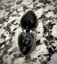 Load image into Gallery viewer, Onyx &amp; Snowflake Obsidian Ring