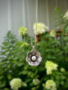 Hand Stamped Flower Pendant