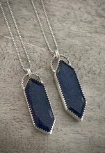 Load image into Gallery viewer, RESERVED: Blue Goldstone &amp; Quartz Elongated Hex Pendants