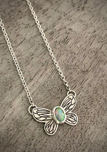 Small Opal Butterfly Necklace