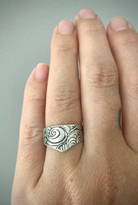 Sterling silver Flourish Chevron Ring