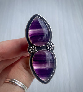 Double Fluorite Flower Ring