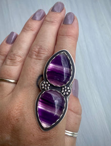 Double Fluorite Flower Ring