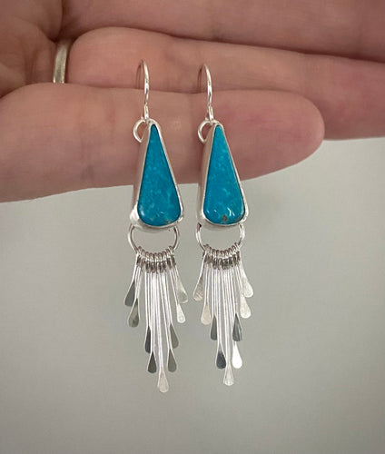 RESERVED: Kingman Turquoise Fringe Earrings- Remainder