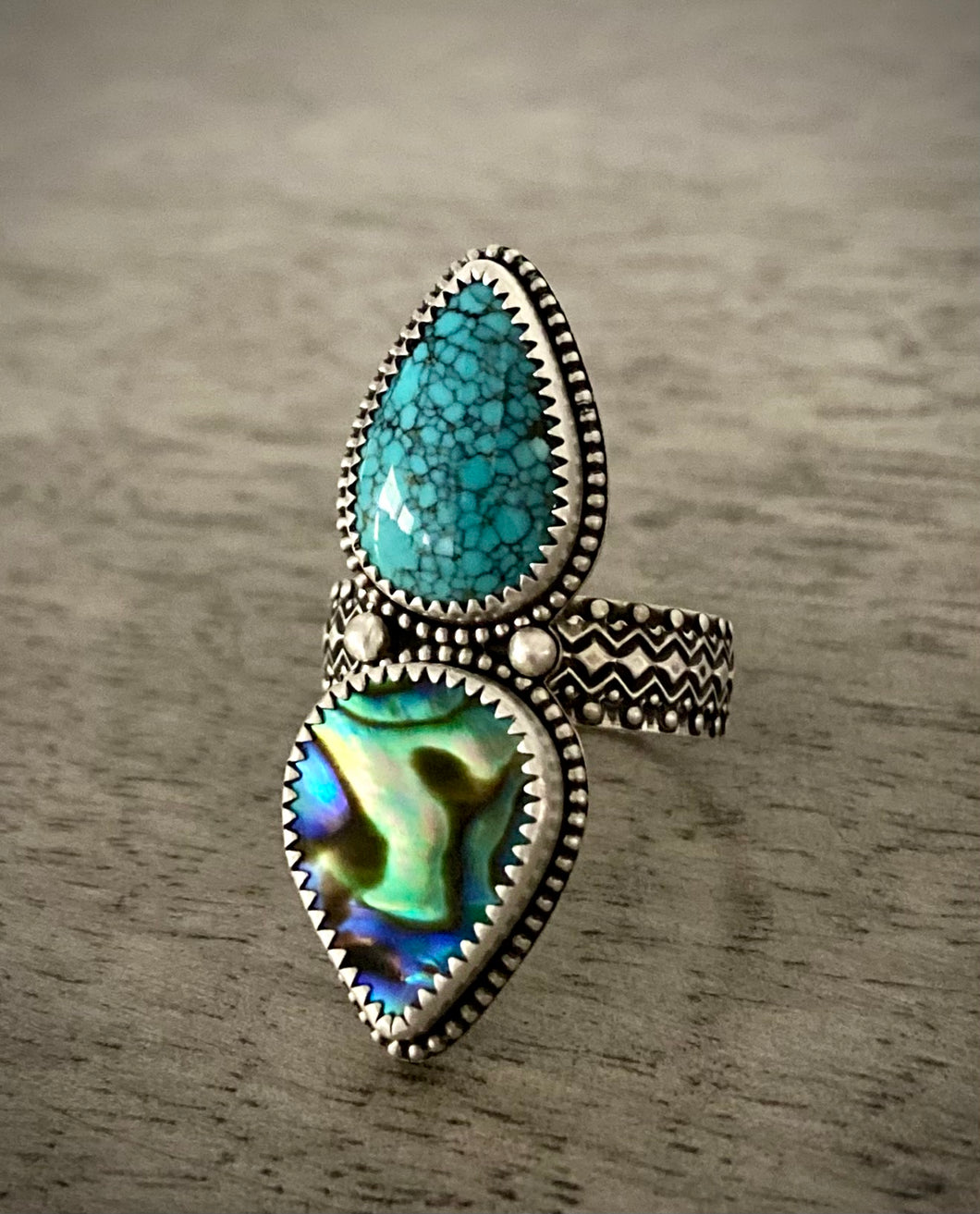 Turquoise & Abalone Ring