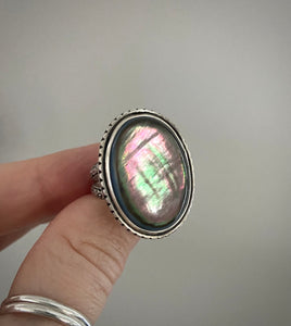 Reserved for G: Black Mother of Pearl Ring & Pendant-Remainder