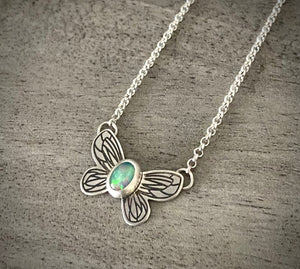 Small Opal Butterfly Necklace