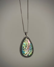 Load image into Gallery viewer, Carved Abalone &amp; Quartz Flower Pendant