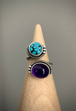 Load image into Gallery viewer, Reserved: Aquamarine Ring, Turquoise &amp; Amethyst Ring, Amethyst Studs