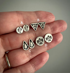 Hand Stamped Studs