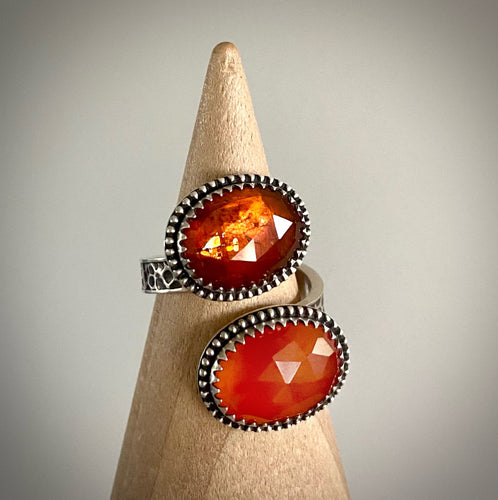 Orange Kyanite & Carnelian Wrap Ring