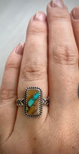 Load image into Gallery viewer, Rectangular Royston Ribbon Stoned &amp; Stamped Ring