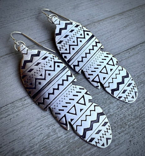 Southwest Patterned Feather Earrings